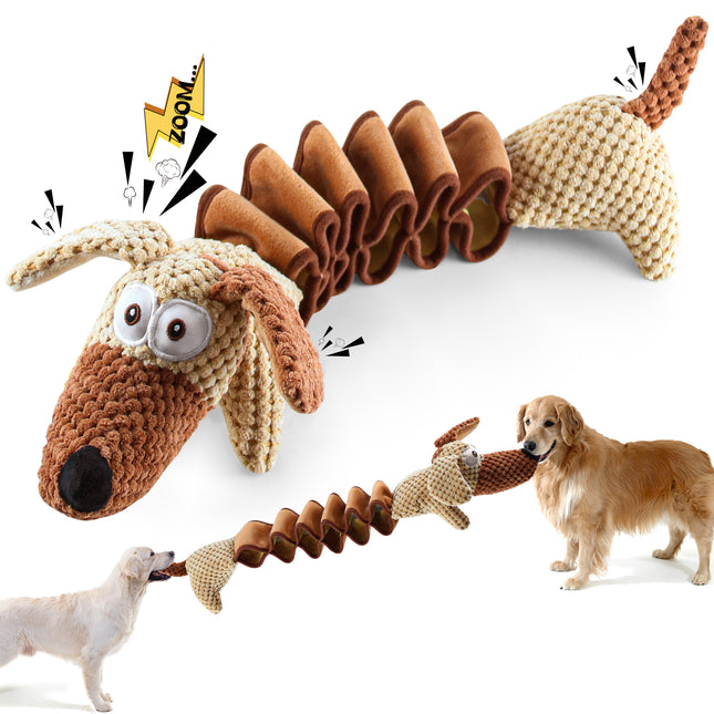 Fuufome Stretchable dog Squeak Plush Dog Toy For Aggressive Chewers