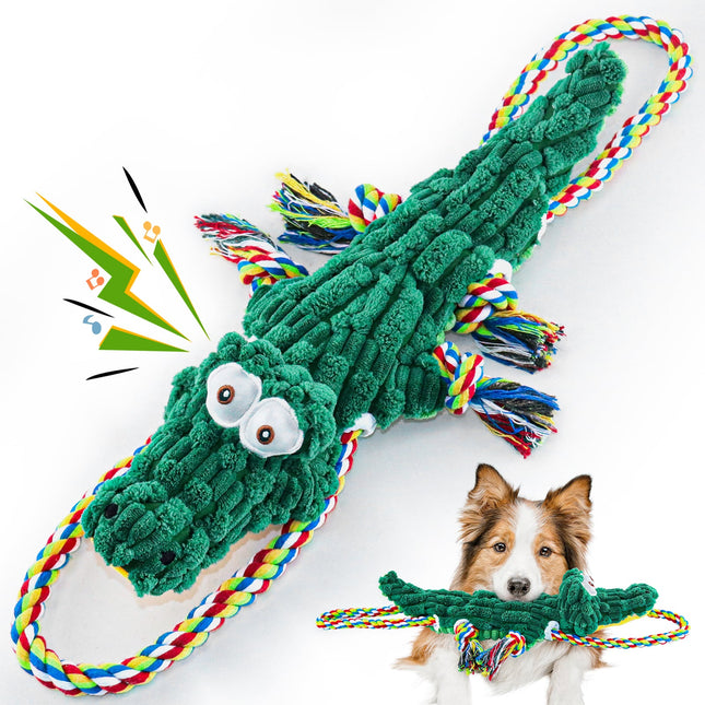 Buy one get one free: Fuufome Cotton Rope Alligator Squeak dog toy for aggressive chewers