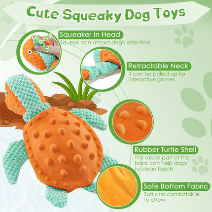 Cartoon turtle squeaky stuffed dog toy main image 4