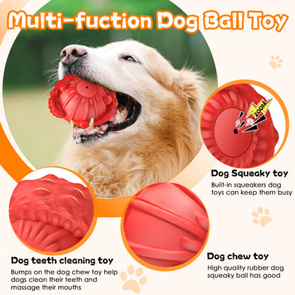 Fuufome Ankylosaurus Ball Squeaky Rubber Dog Toy For Aggressive Chewers