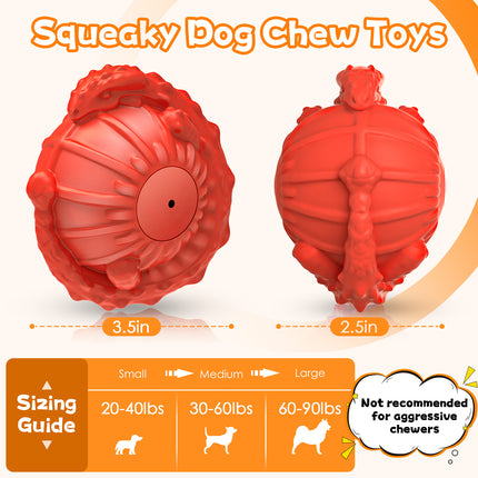 Fuufome Ankylosaurus Ball Squeaky Rubber Dog Toy For Aggressive Chewers